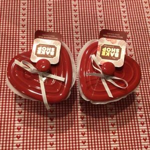 The Bake Shop Candy Cherry Red Heart Shaped Mini Casserole Baking Dish set of 2